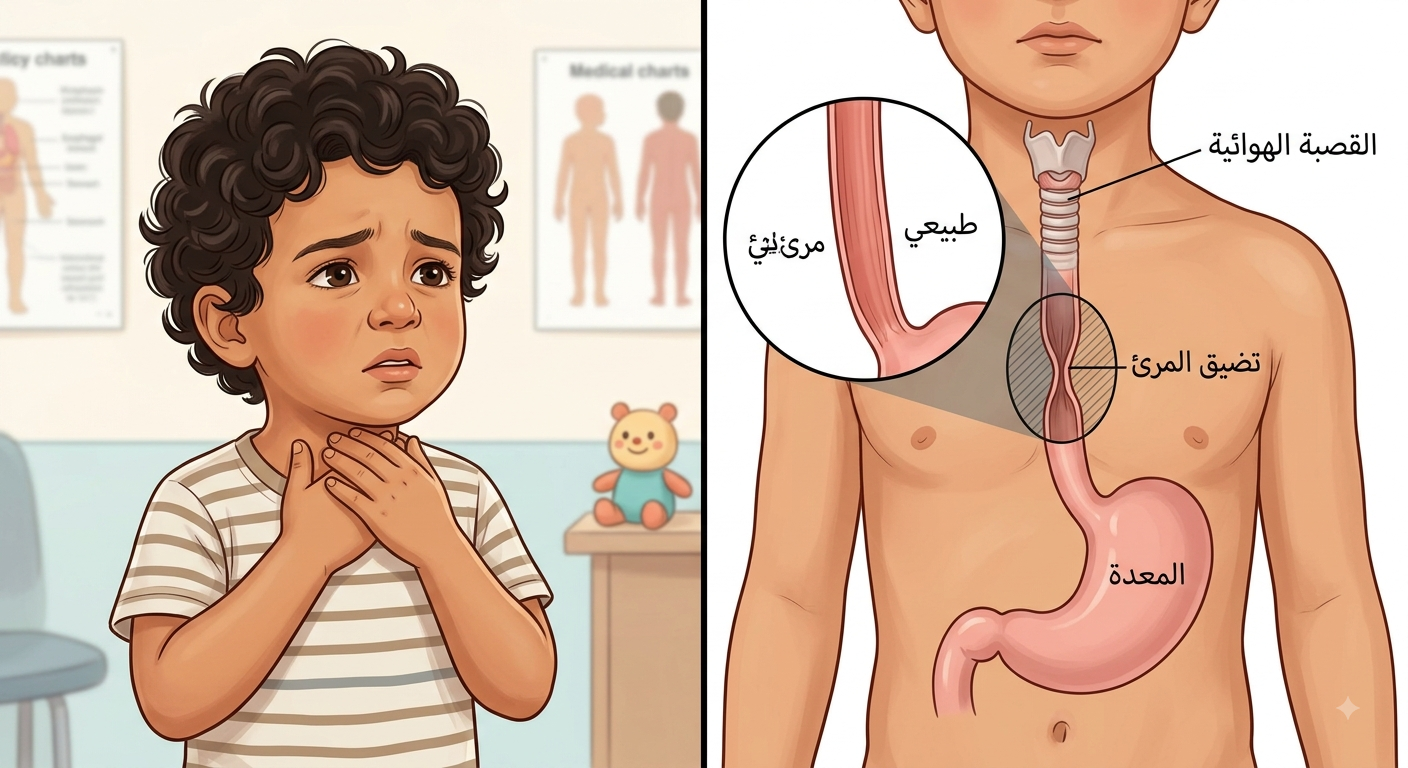 تضيّق المريء عند الأطفال: الأسباب والأعراض والتشخيص والعلاج